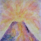 Grade 06 - Mineralogy - Watercolor painting of Volcano